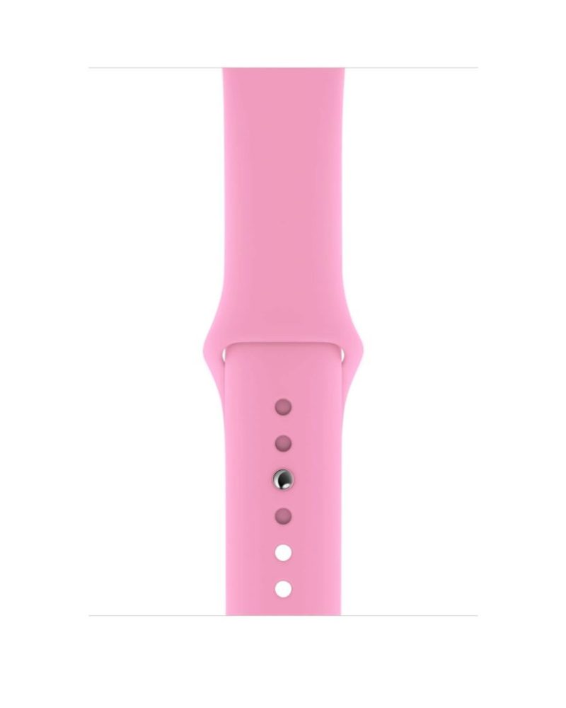 Light pink silicone Apple Watch sport band with adjustment holes and pin buckle