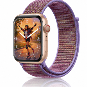 Model wearing Lilac Sport Loop For Apple Watch Apple Watch band