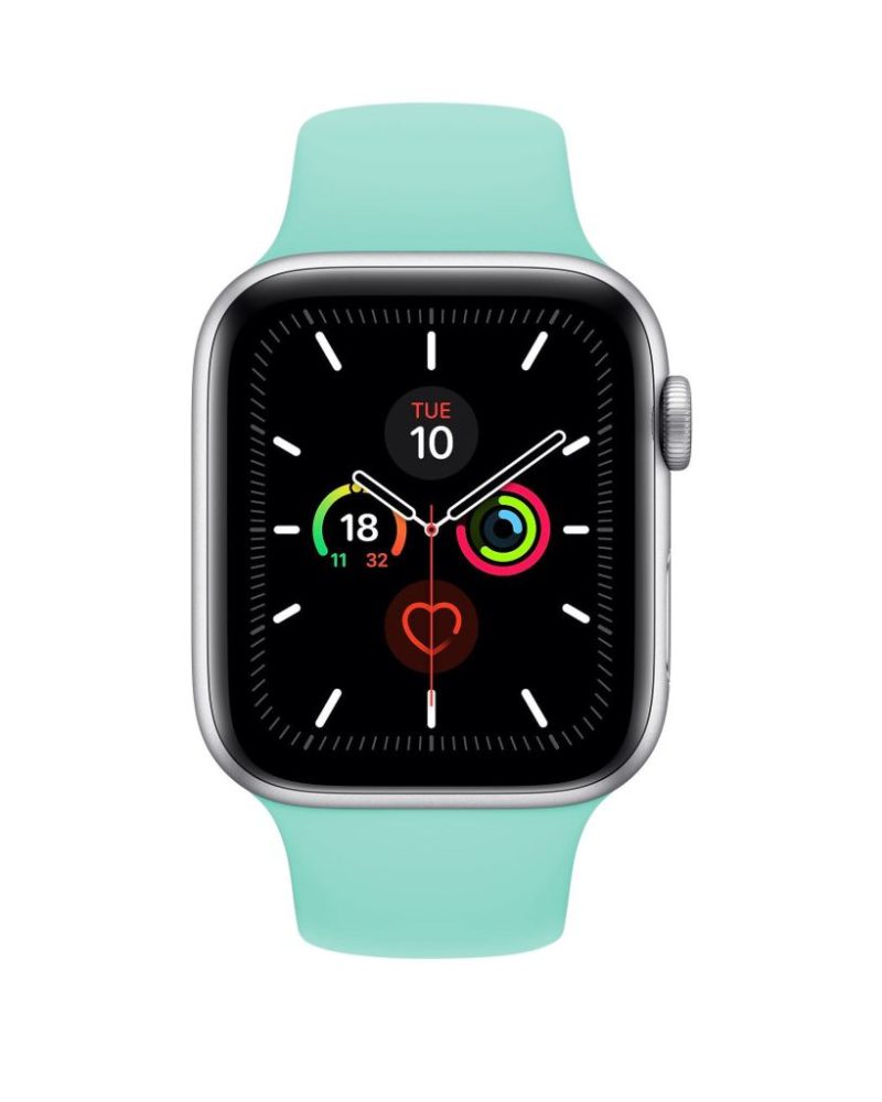 Marine Green silicone sport band for Apple Watch with silver case