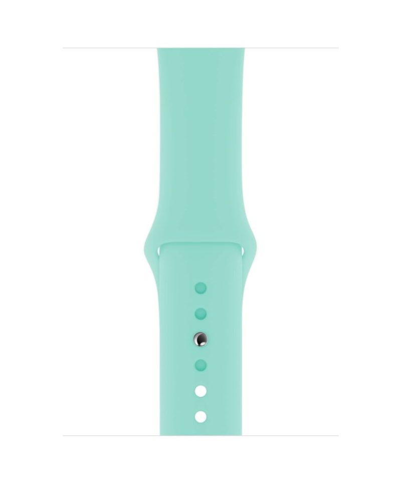 Marine Green silicone Apple Watch sport band with adjustable pin buckle
