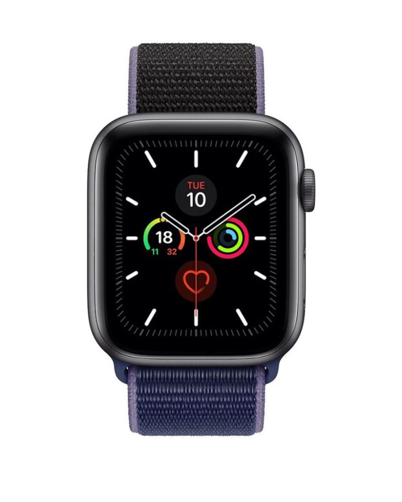 Midnight blue and black woven nylon Sport Loop Apple Watch band