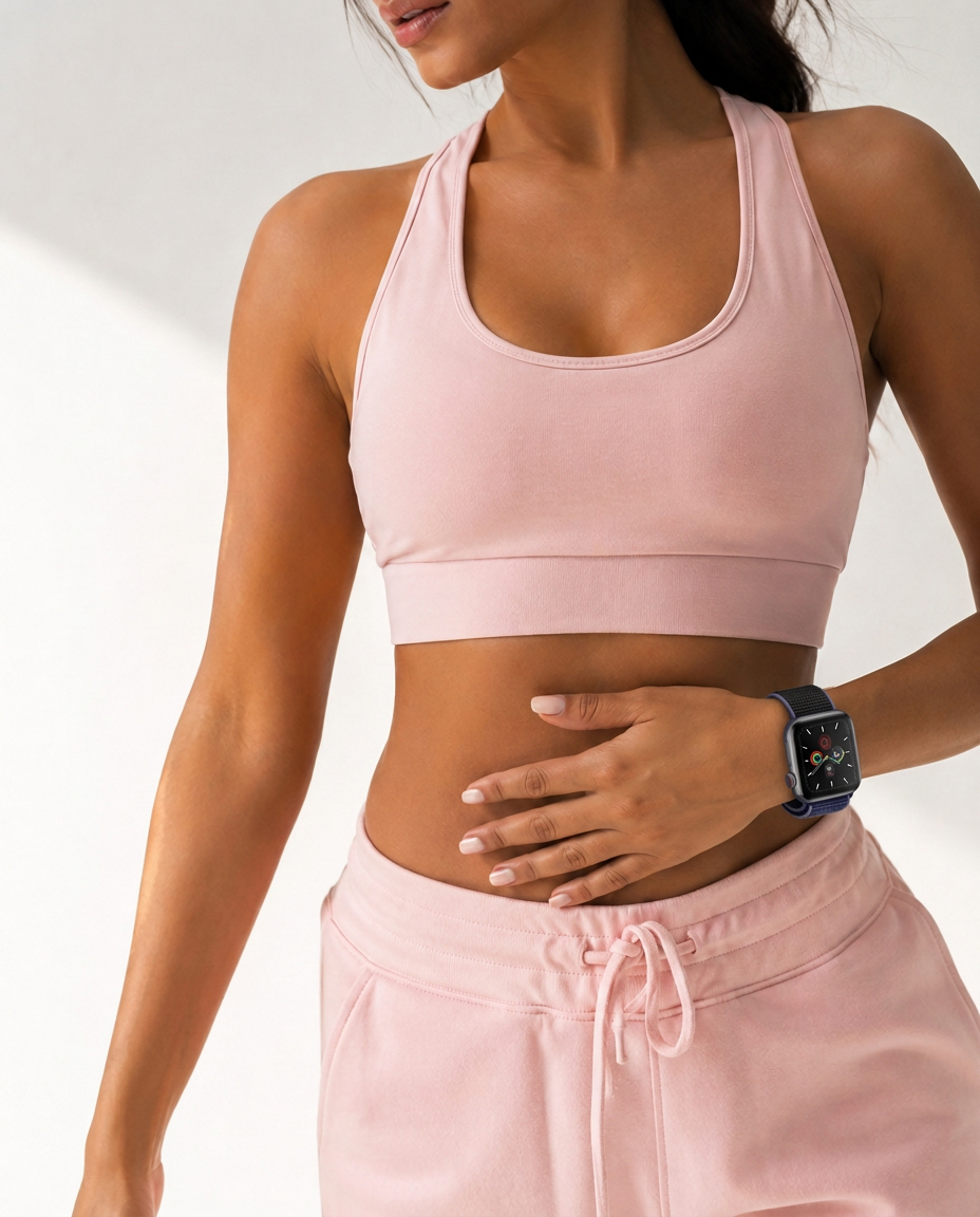 Model wearing Midnight Blue Black Sport Loop For Apple Watch Apple Watch band