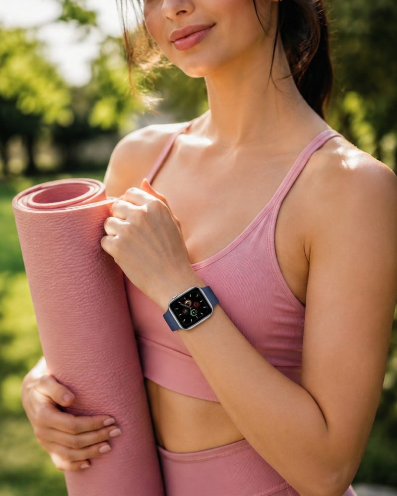 Model wearing Midnight Blue Sport Band for Apple Watch Apple Watch band