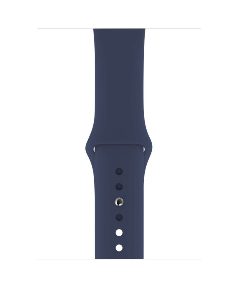 Midnight blue silicone Apple Watch sport band with pin-and-tuck closure