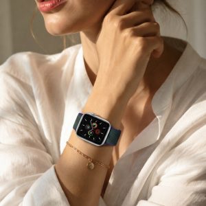 Model wearing Midnight Fog Sport Loop For Apple Watch Apple Watch band
