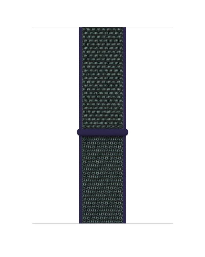 Midnight Fog Sport Loop Apple Watch band in woven navy and forest green nylon