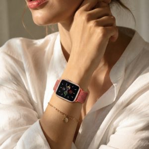 Model wearing Nectarine Sport Loop For Apple Watch Apple Watch band