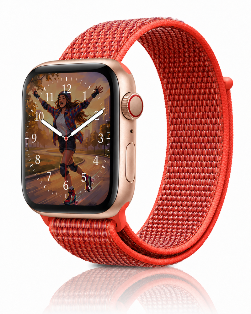 Model wearing Nectarine Sport Loop For Apple Watch Apple Watch band