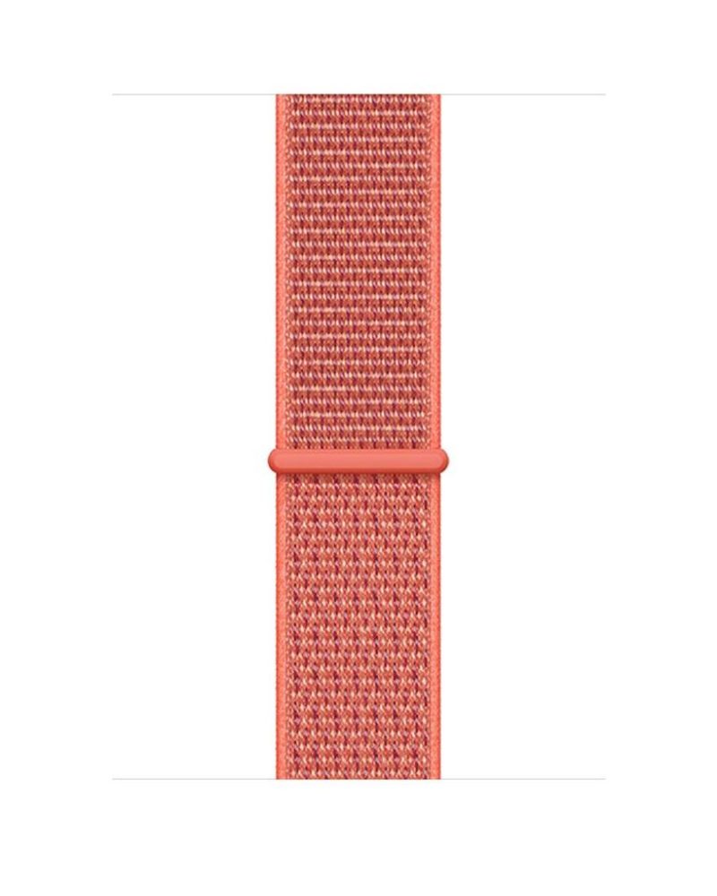 Nectarine coral woven nylon Sport Loop Apple Watch band with hook-and-loop fastener