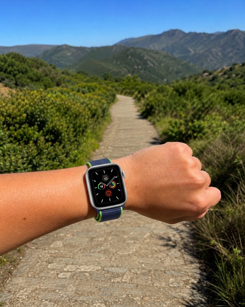 Model wearing Neon Lime Sport Loop For Apple Watch Apple Watch band