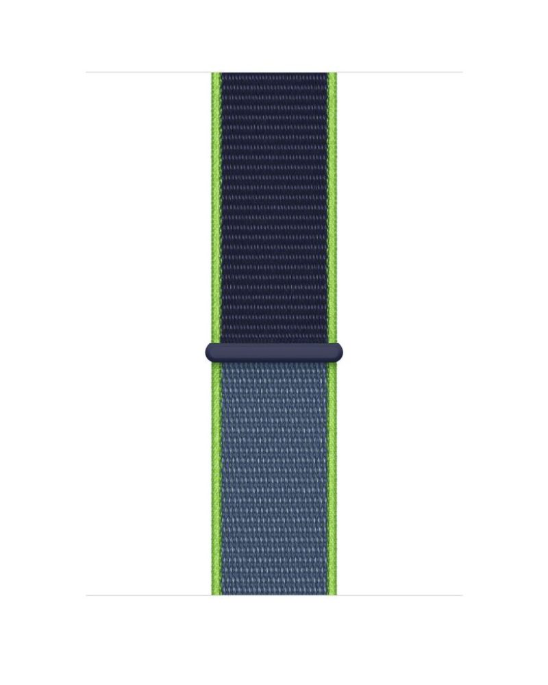 Neon lime and navy blue nylon woven Sport Loop band for Apple Watch