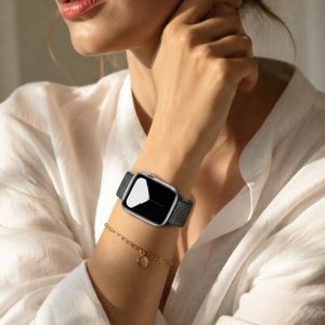 Model wearing Neptune Green Sport Loop For Apple Watch Apple Watch band