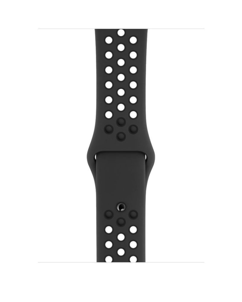 Obsidian black perforated silicone sport band for Apple Watch with pin-and-tuck closure