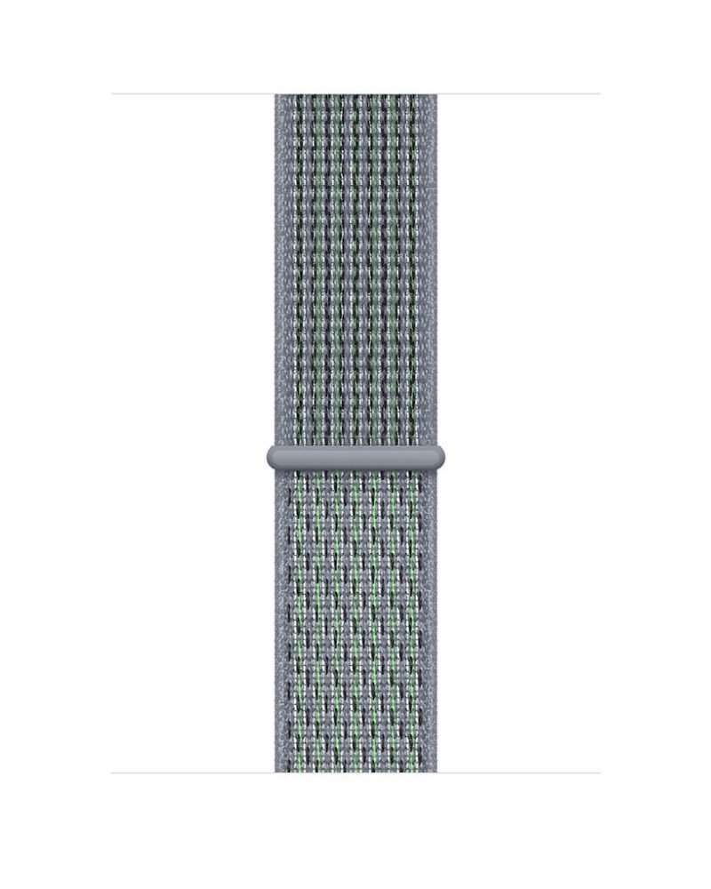 Gray and green woven nylon Sport Loop band for Apple Watch