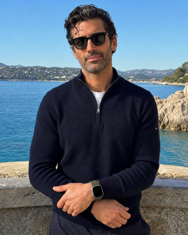 Model wearing Ocean Band for Apple Watch – Army Green Apple Watch band