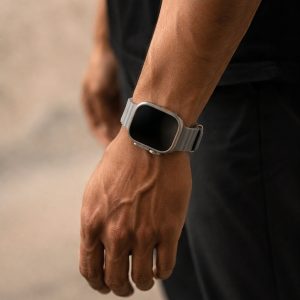 Model wearing Ocean Band for Apple Watch – Concrete Apple Watch band