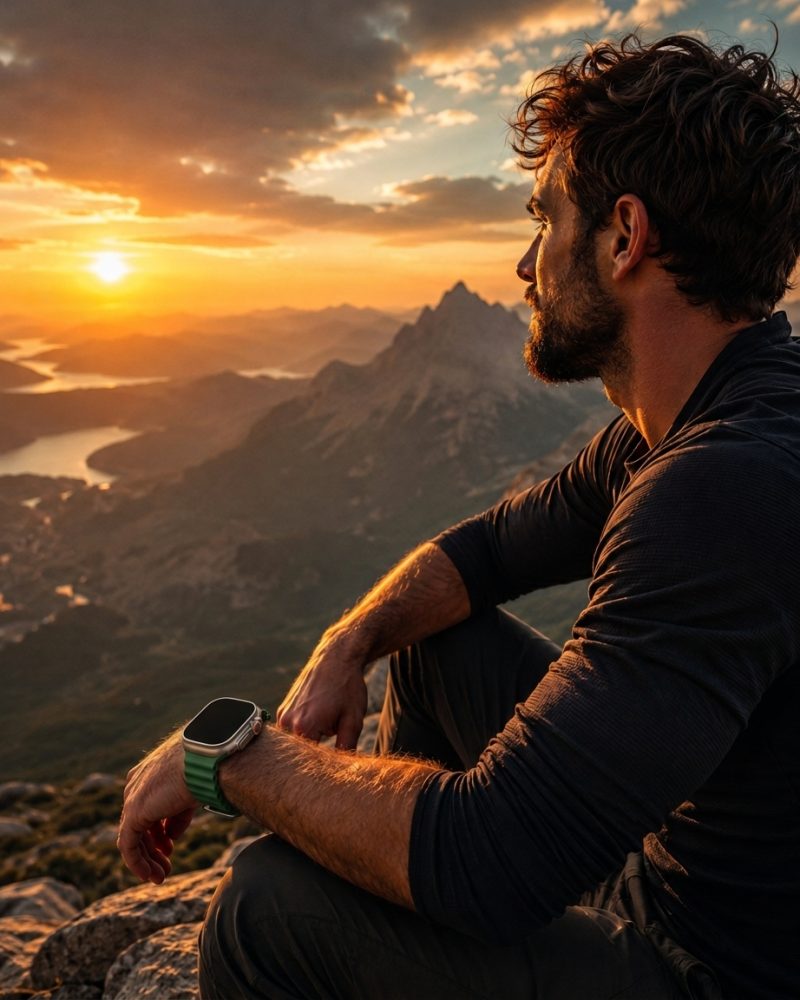 Model wearing Ocean Band for Apple Watch – Forest Green Apple Watch band
