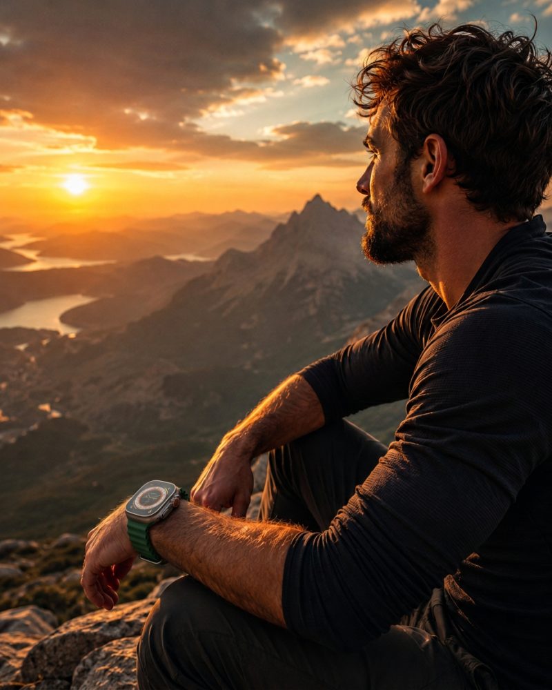 Model wearing Ocean Band for Apple Watch – Forest Green Apple Watch band
