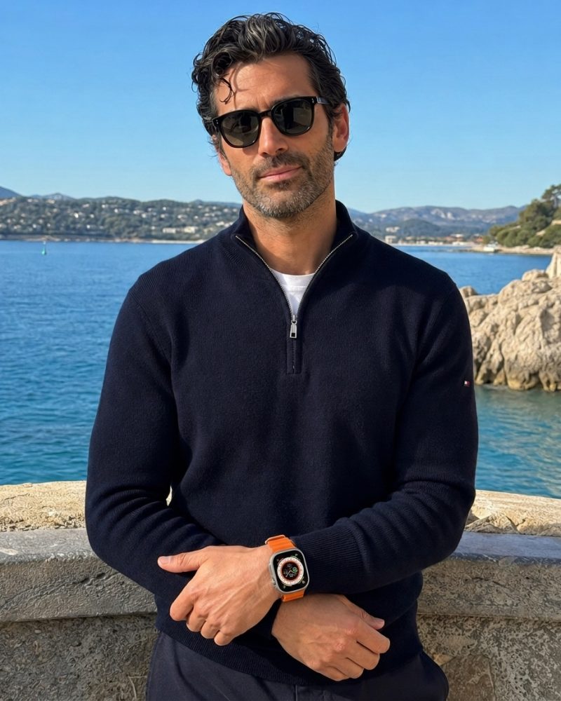 Model wearing Ocean Band for Apple Watch – Orange Apple Watch band