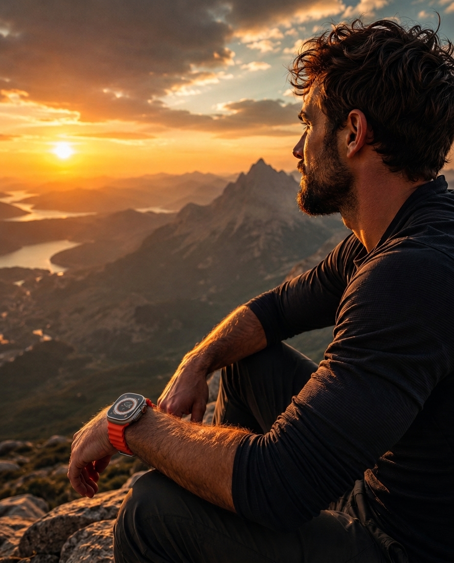 Model wearing Ocean Band for Apple Watch – Red Apple Watch band