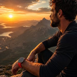 Model wearing Ocean Band for Apple Watch – Red Apple Watch band
