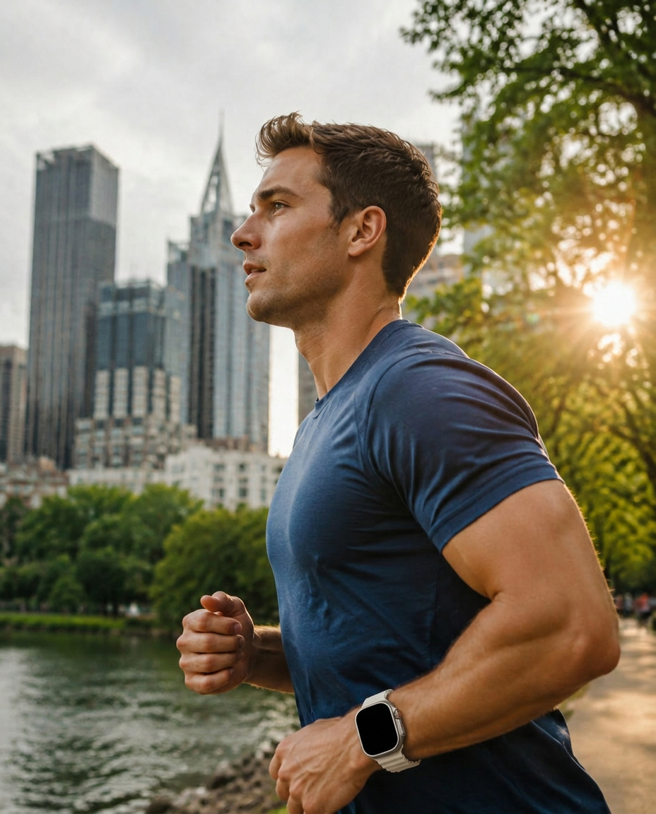 Model wearing Ocean Band for Apple Watch – Starlight Apple Watch band