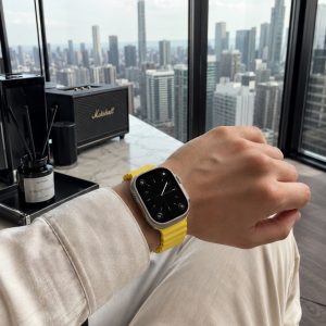 Model wearing Ocean Band for Apple Watch – Yellow Apple Watch band