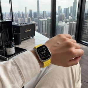 Model wearing Ocean Band for Apple Watch – Yellow Apple Watch band