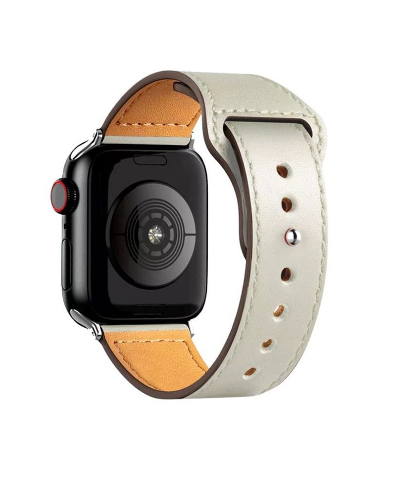 Off White Lincoln Leather Band for Apple Watch