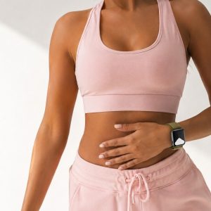Model wearing Olive Flak Sport Loop For Apple Watch Apple Watch band