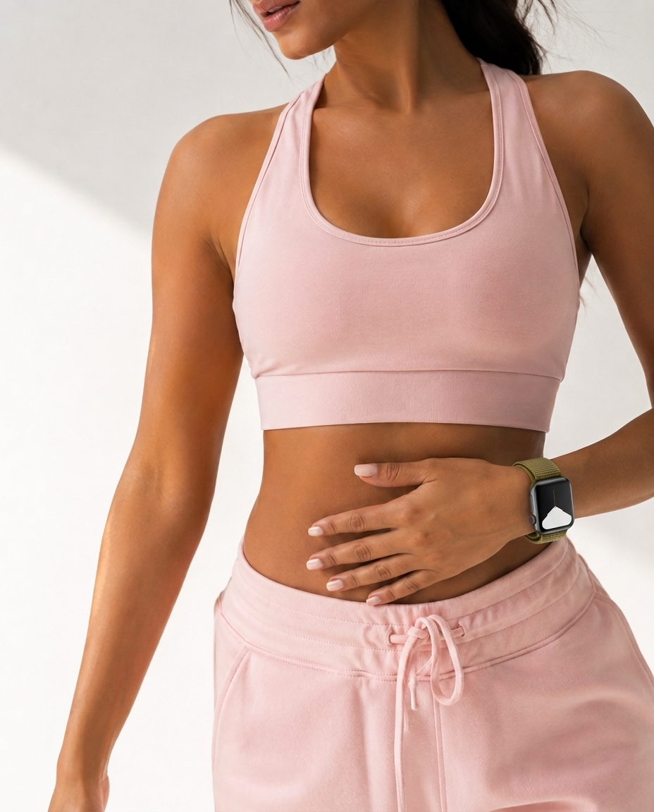 Model wearing Olive Flak Sport Loop For Apple Watch Apple Watch band