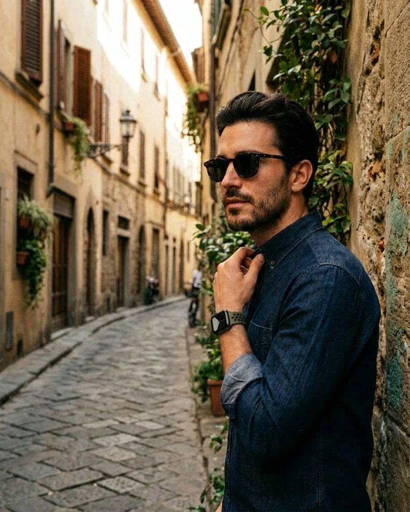 Model wearing Oliver Flak/Black Sport Band Active for Apple Watch Apple Watch band