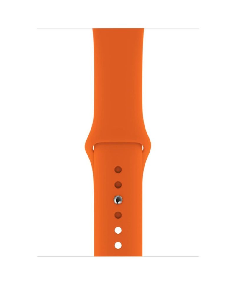 Orange silicone Apple Watch sport band with pin-and-tuck closure