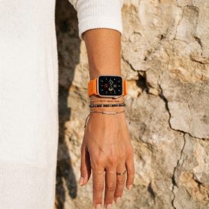 Model wearing Papaya Sport Loop For Apple Watch Apple Watch band