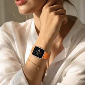 Model wearing Papaya Sport Loop For Apple Watch Apple Watch band