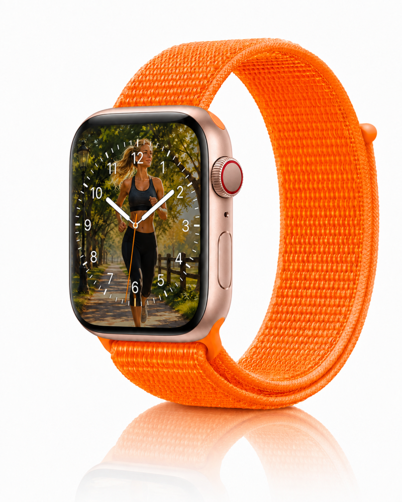 Model wearing Papaya Sport Loop For Apple Watch Apple Watch band