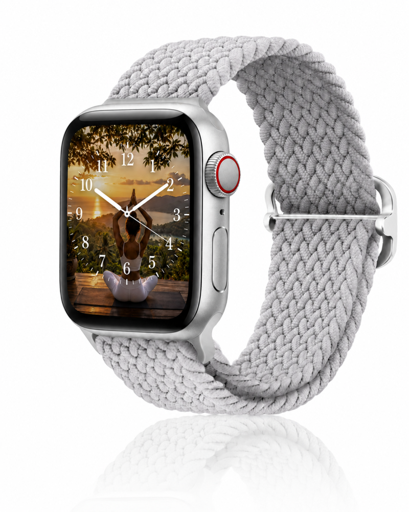 Model wearing Pearl White Braided Loop Band for Apple Watch Apple Watch band
