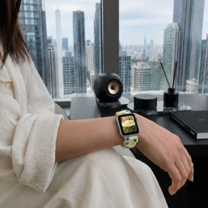 Model wearing Pineapple Scrunchie Loop Band for Apple Watch Apple Watch band