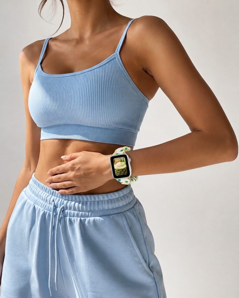 Model wearing Pineapple Scrunchie Loop Band for Apple Watch Apple Watch band