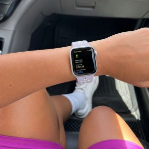 Model wearing Pink/Light Pink Sport Band Active for Apple Watch Apple Watch band