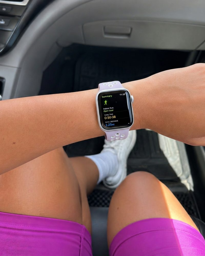 Model wearing Pink/Light Pink Sport Band Active for Apple Watch Apple Watch band
