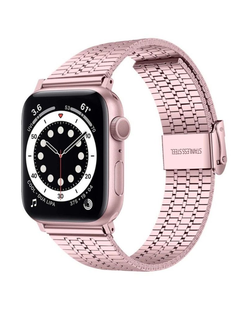 Pink Rose Matrix Stainless Steel Band for Apple Watch
