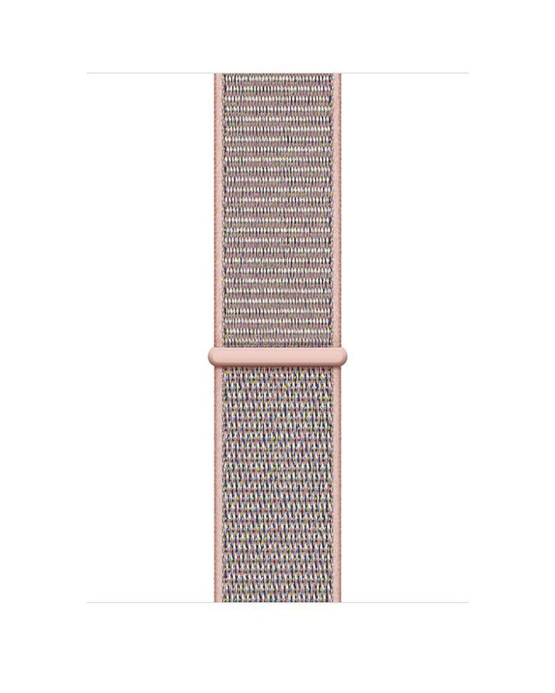 Pink Sand woven nylon Sport Loop Apple Watch band with pink edges