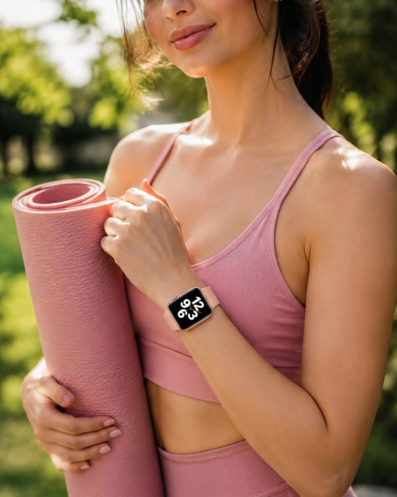 Model wearing Pink Sport Band for Apple Watch Apple Watch band
