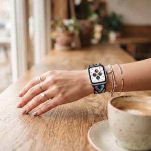 Model wearing Pixel Grid Elastic Loop Band for Apple Watch Apple Watch band