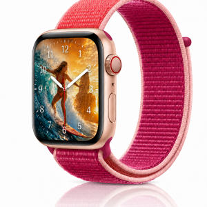 Model wearing Pomegranate Sport Loop For Apple Watch Apple Watch band