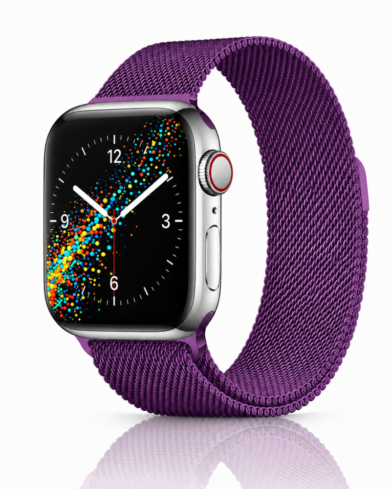 Model wearing Purple Milanese Loop for Apple Watch Apple Watch band