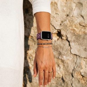 Model wearing Purple/Soft Pink Sport Band Active for Apple Watch Apple Watch band
