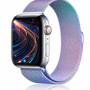 Model wearing Rainbow Milanese Loop for Apple Watch Apple Watch band