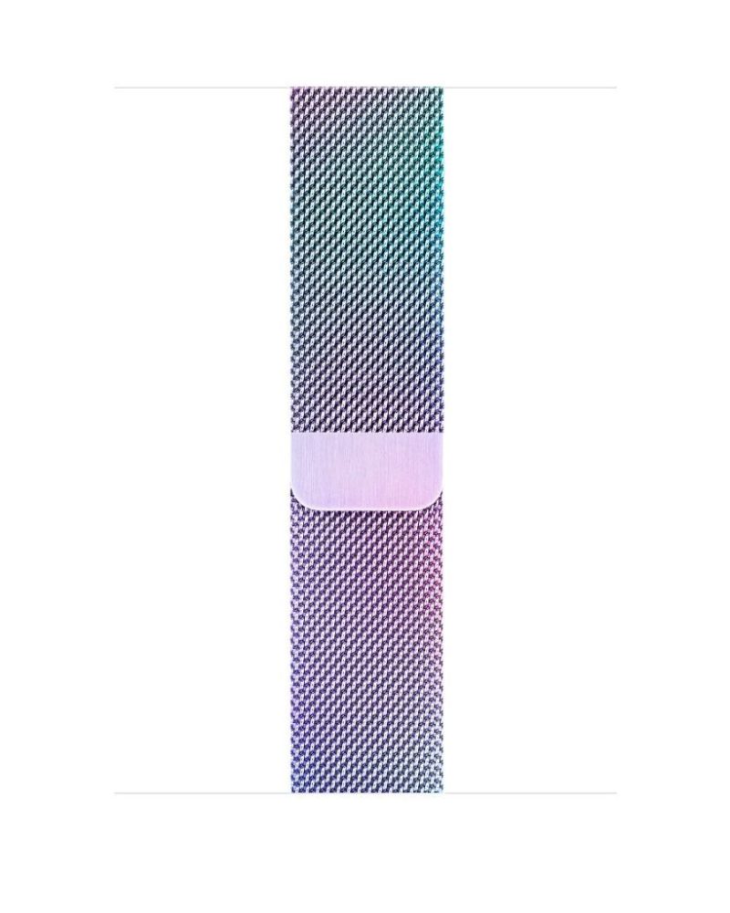 Rainbow gradient stainless steel mesh Milanese Loop Apple Watch band with magnetic closure